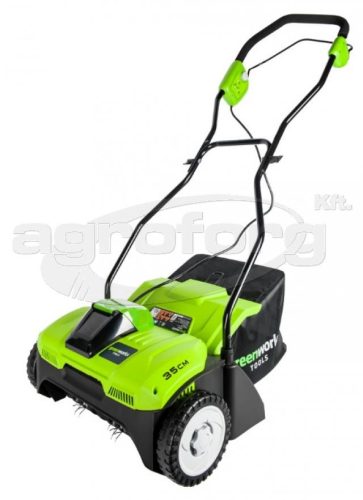 Gyepszellőztető gyűjtős akkumulátoros Greenworks G40DT35 40 v, 35 cm, rugós tengely, akku-töltő nélk