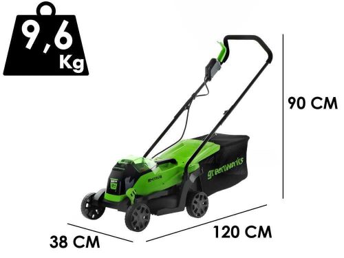 Fűnyíró fűgyűjtős, akkumulátoros Greenworks GD24LM33K2 24 v, 33 cm, akku- és töltővel