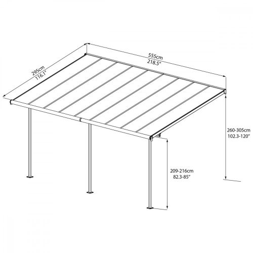 Palram Sierra 5400 szürke 3 x 5,46 kérheted összeszereléssel (703122)
