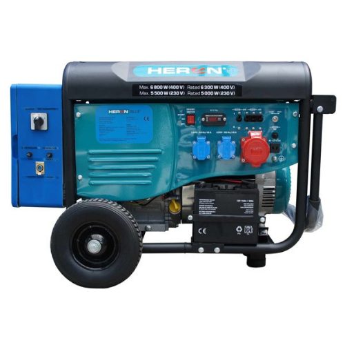 HERON HERON 420 BLUE, 3 fázisú, 6 kVA-es, távindítóval felszerelt áramfejlesztő